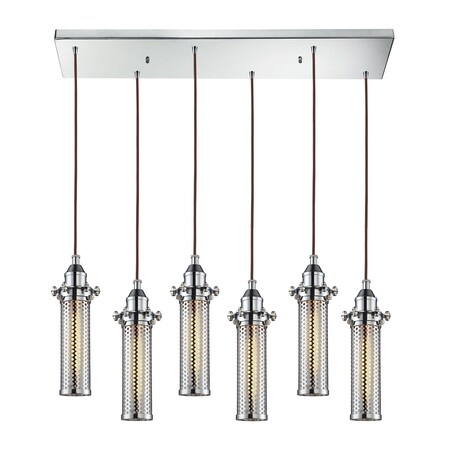 Elk Lighting Fulton 6-Lght Rectangular Pndnt Chrme w/Perforated Metal Shade 66315/6RC